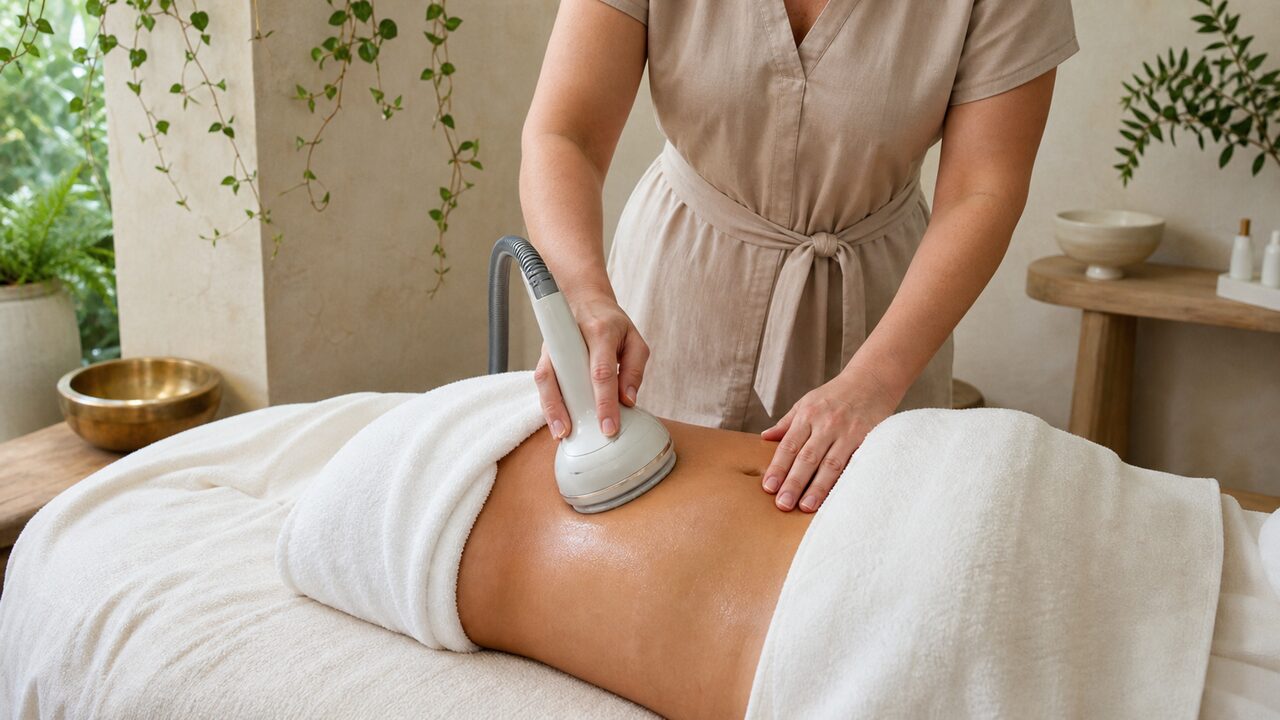 A body contouring treatment in progress