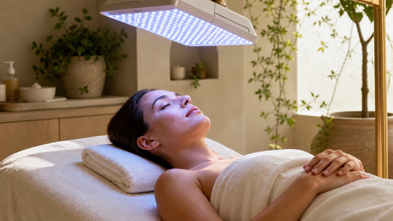 An LED light therapy facial at Vine Garden Charleston